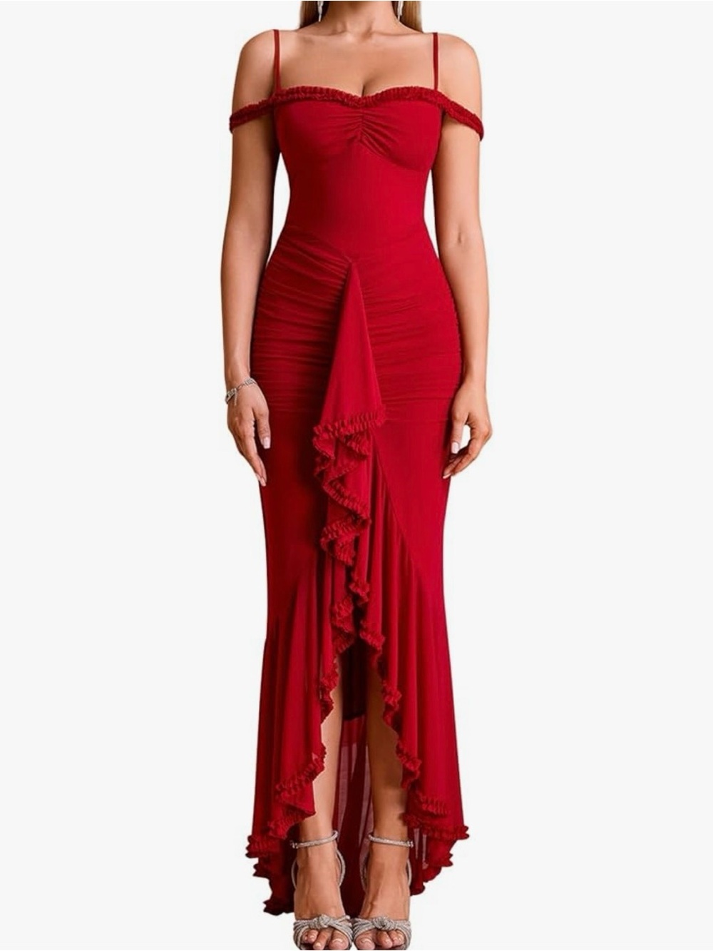 Red Wine Ruffle Detail Dress!